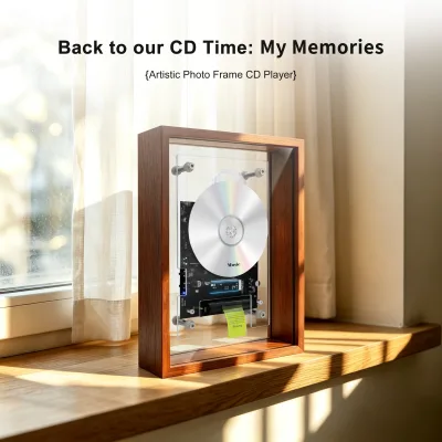 Wireless BT 5.2 CD Player | Retro-Industrial Design | Long Playtime with Removable Battery | Wall-Mountablechristmas Gifts