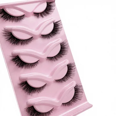 Five Pairs Full Strip Tapered Cat's Eye 3D False Eyelashes Black Cotton Band Chemical Fiber Material Elongated fox Tail Source