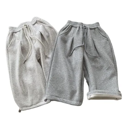 Children's Pants Cotton Loose Fit Solid Sweatpants Winter Sweat Pants for Kids Boys Casual Versatile Kids Cargo Pants