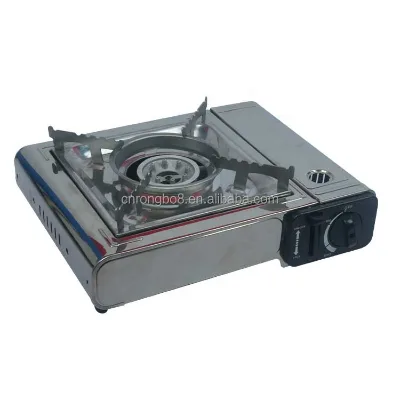 Outdoor Self-driving Portable Gas Stove with Flameout Protection Stainless Steel Single-cooker Cooktop for Camping & BBQ