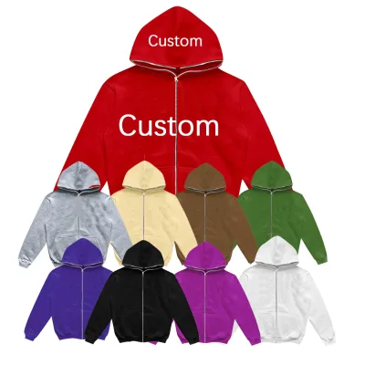 Manufacturer Cotton Blank Design Oversized Heavyweight Streetwear Sublimation Full Zip up Hoodies