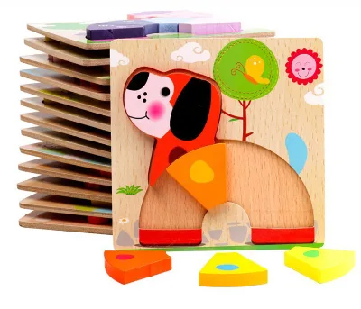 Customized Pattern Children's Baby Early Education Puzzle Infant Intellectual Development Wooden Anti-bite Non-fading Puzzle Toy