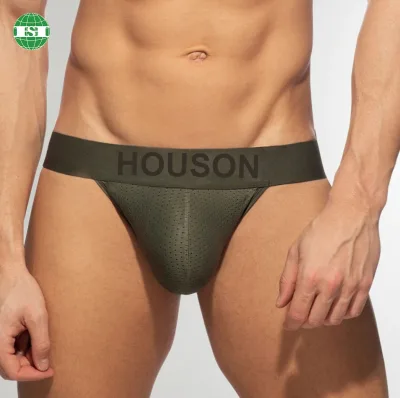 Custom logo Pointelle Jockstraps for Men Breathable Mesh Jocks Olive Green Thongs Underwear S M L XL 2XL 3XL 4XL HOUSON FACTORY