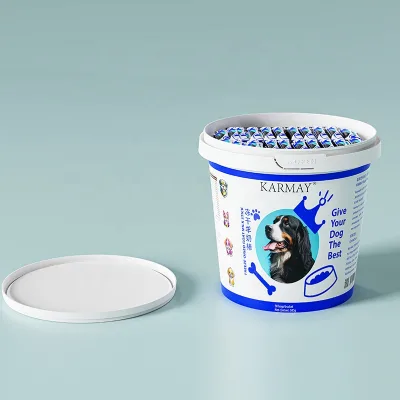 500g Plastic Tub Oval for Pet Health Strip Packaging for Dog with Lid Whey Milk Iron Freeze-dried Nutrition Powder Packing Box