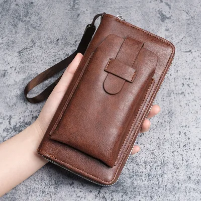 Wholesale Vintage Men Large Capacity Phone Bag Coin Purse PVC Leather Women Card Wallet Purse Many Colors Luxurious Design