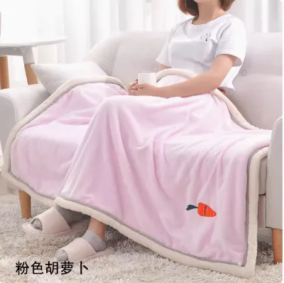 Solid Thick Fleece Blanket Coral Fleece Faux Fur Weighted Blanket For Winter