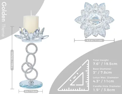 Luxury K9 Crystal Glass Hexagon Candleholders Polished Lotus Metal Design for Wedding Parties Home Decor for Valentines Day