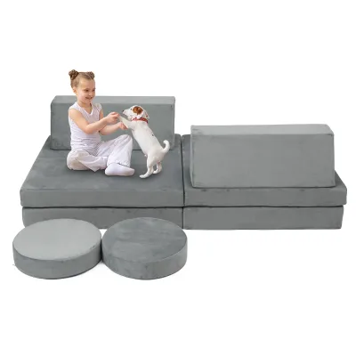 Custom Print Kids Fold Out Couch Living Room Sofas Grey Cute Funny Children Sofa Modular Set for Living Room