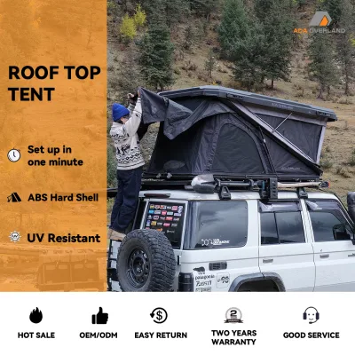 ADA OVERLAND Hot Sales Double Layer Extended Type Hard Shell Waterproof Roof Top Tent for Family Gatherings