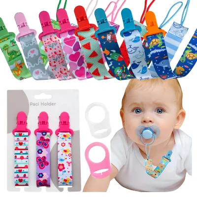 Fabric Pacifier Clip with Cartoon Print Anti-loss Teething Toy Strap a Safe Accessory Pacifier Holder for Baby Clipe De Chupeta