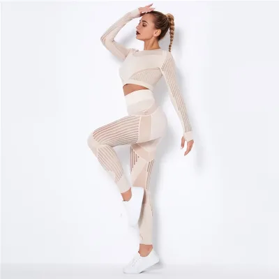 Women Multicolor Yoga Tops Fitness Long Sleeve Mesh Breathable Gym Wear Solid Color Sexy Crop Top