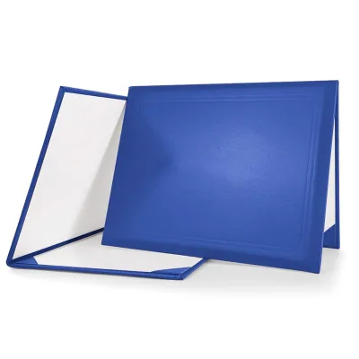 Customized Luxury Blue A5 Leather Cardboard Birth Hardcover Folders Portfolio Graduation School Certificate Diploma Display