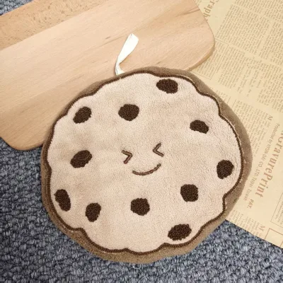 Cute Food Shape Coral Fleece Hand Towel Super Absorbent Quick-Dry Hanging Kitchen Bathroom Cloth Soft Plush Home Decor