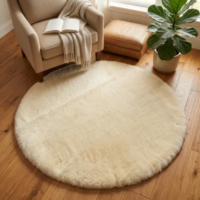 Sample Support Wholesale Factory Sheep Shearling Wool Plate 100cm Dyed Pattern Bedroom Rug for Baby