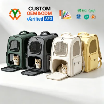Custom Fashion Waterproof Oxford Pet Shoulder Backpack Multi Material Logo Breathable Mesh Small Animal Outdoor Zipper Closure