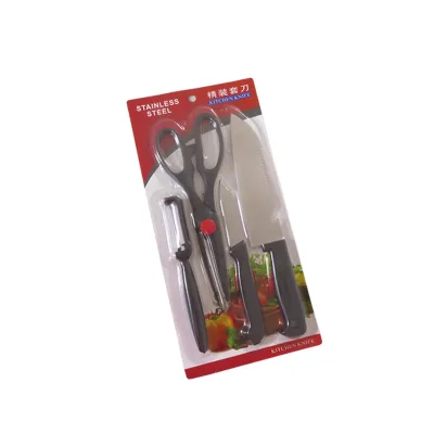 Hot Seller Chinese 4 Pieces Stainless Steel Knife Set with Chopper Chef Knife Paring Knife Scissors Peeler