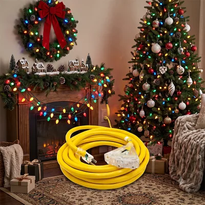 OEM Heavy Duty Anti Freeze 3 Prong Grounded Waterproof Electrical Extension Cable for Winter Outdoor Light Projects
