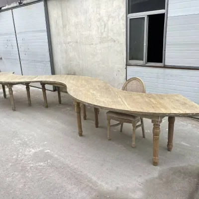 Wholesale 6ft 183*91cm Custom Color Modern Luxury Wooden Heavy Duty s Shape Dining Wedding Solid Wood Serpentine Table