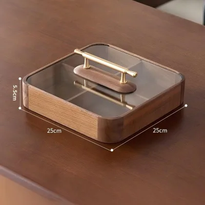 Luxury Best-Selling Vintage Black Walnut Partition Storage Box Nut Box Wooden Candy Nut Box for Living Room
