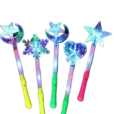 Light up Colorful Magic Wand Festive Decorations Flashing Fairy Wand Children Love Heart Snowflake Light up Star Wand Toys