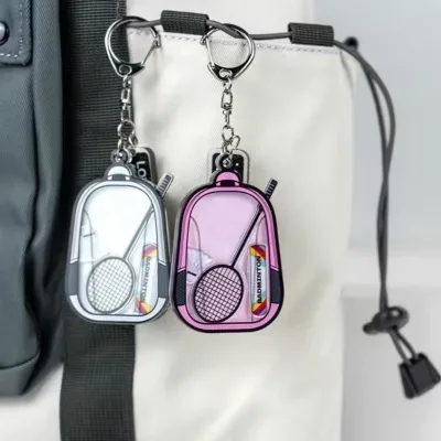 Wholesale Acrylic Badminton Shaker Keychain Sports Themed Moving Charm Keyring Bulk Wholesale for Badminton Club Souvenirs Gifts