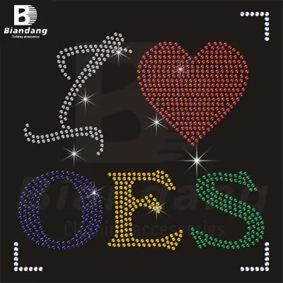 Crystal Rhinestone Applique I Love OES Rhinestone Bodice Applique Heart Handmade Rhinestones Appliques for Sorority Clothing