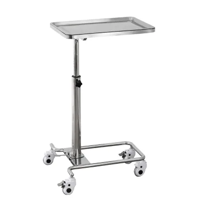 Factory-direct Sales Foot-operated Mayo Stand with Height-adjustable Stainless Steel Tray Rack for Dental & Laboratory Use