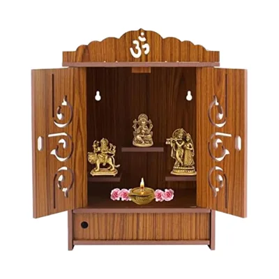 Handcrafted Wooden Stand for Puja Home Office Business MDF with Engraving Elegant Home Decor Pooja Mandirwood Hanging Stand