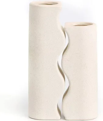 White Ceramic Vases, Set of 2 Vases, Boho Vases, Decorative Vases, Modern Farmhouse Decor, Small White Vases for Living Room