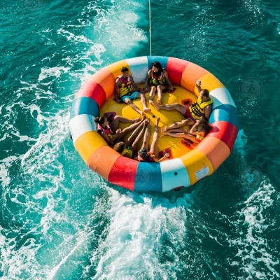 Custom 8 Person Inflatable Disco Boat Colorful Crazy UFO Towable Tube for Water Entertainment