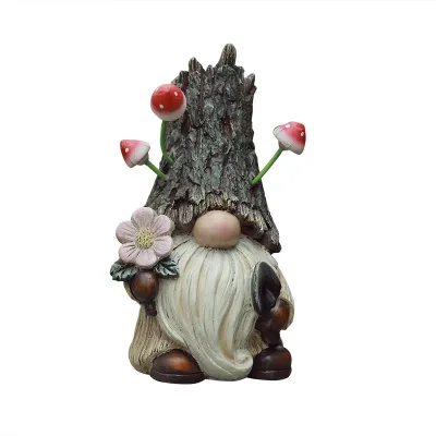 Artificial Resin Dwarf Garden Elf Solar Lights Faceless Statue Ornaments for Courtyard Lawn Garden Home Gift Decoration