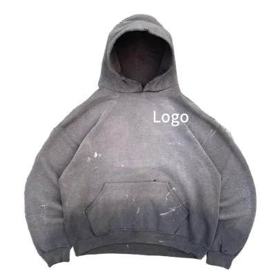 Manufacturers Streetwear 100% Cotton Drop Shoulder Oversized Print Rhinestone Eco-Friendly Distressed Heavy Weight Hoodie for