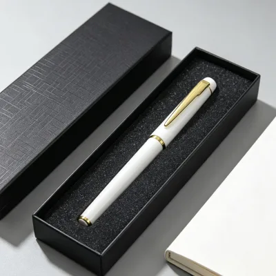 Personalized Name Engraved Metal Pen Set Luxury Rollerball Pens with Gift Case Gold Trim Promotional Corporate Giveaway