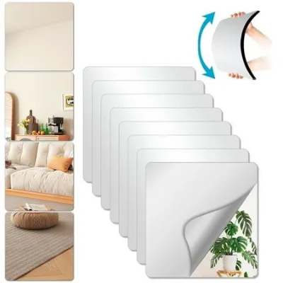 Decorative Contemporary Customized Size Shaped Safe Adhesive Sticker Laser Ready Acrylic Wall Mirror 1mm Eco-friendly PE Film