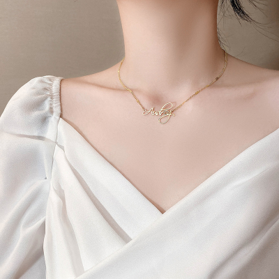 Custom Name Necklace Popular Gold Plated Trendy Cute Letter Pendants Necklaces Jewelry