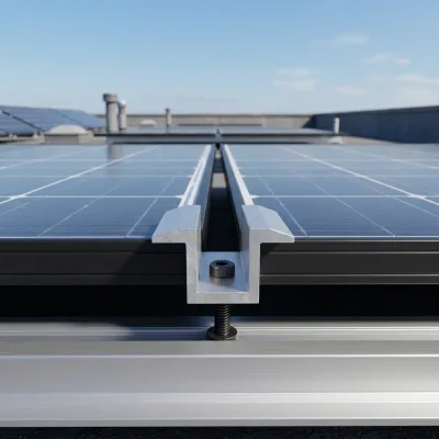 Anodized Aluminum Solar Panel Mid Clamp Bracket Securing Two PV Modules High Wind Pressure Mounting Support