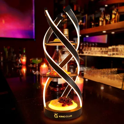 Creative Design Glowing Metal LED Fruit Plate for Night Club KTV Bar Luminous Serving Snack Tray