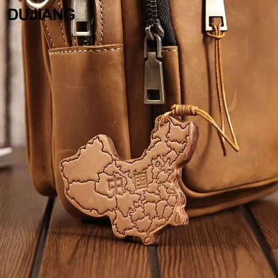 DUJIANG High Quality Genuine Leather Key Holder Bag Fashionable Hanging Closure Map China Pendant Ordinary Style Key Wallets
