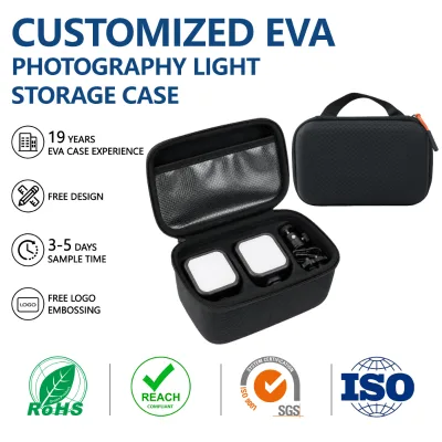 Customized Waterproof EVA Case for Photography Light Box & Ring Light Storage with Divided Compartments and Zipper Closure