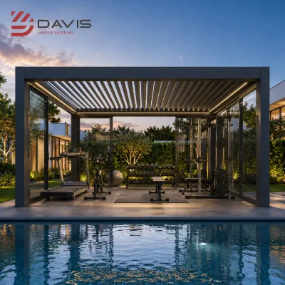 Factory Versatile Gazebo Pergola Unit Aluminum Roofed Pavilion Design with Side Curtains, Mesh Walls, Freestanding Cover Systems