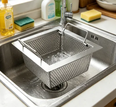 Shallow Type Stainless Sink Filter Basket Home Kitchen Berry Vegetable Quick Rinsing Storage Tray