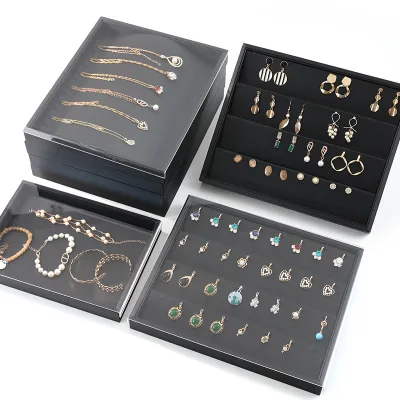 Jewelry Tray with Lid Black Display for Bracelet Earrings Pendant Necklace Ring Guangzhou