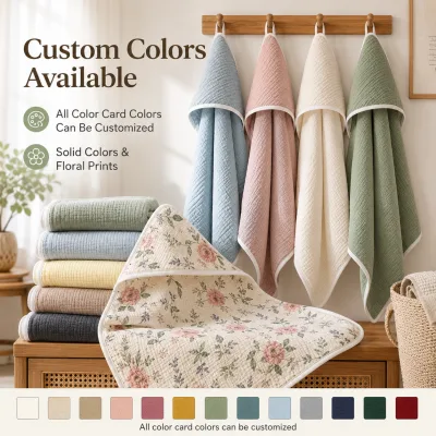 Custom Bedding Six Layers Muslin Baby Hooded Towel Cartoon Bathrobe Soft Bathroom Shower Swaddle Blanket for Newborns