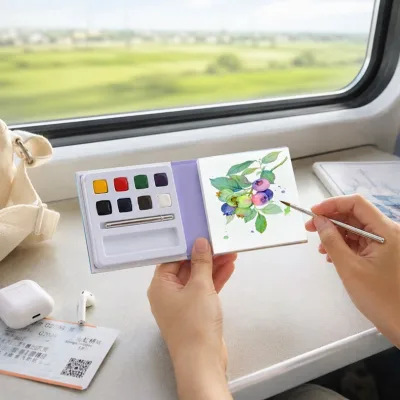 Mini Watercolor Paint Set DIY Stress-Relieving Coloring Book Travel Portable Drawing Notebook