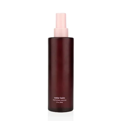 200ml Round Tall Lotion Empty Frosted Amber Glass Wholesale Cosmetic Pump Head Bottle Frosted Glass Bottle With Pink Lotion Pump