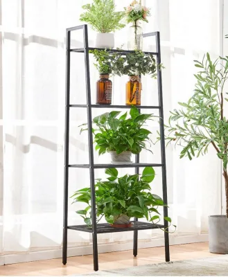 Multi-layer Trapezoidal Metal Flower Shelf Ladder Style Plant Display Stand for Potted Green Plants