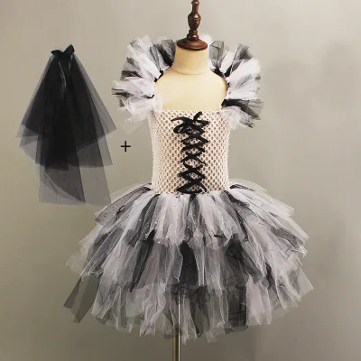 Halloween Costumes New Kids Ghost Bride Cosplay Costume Vampire Zombie Show Dress for Girls