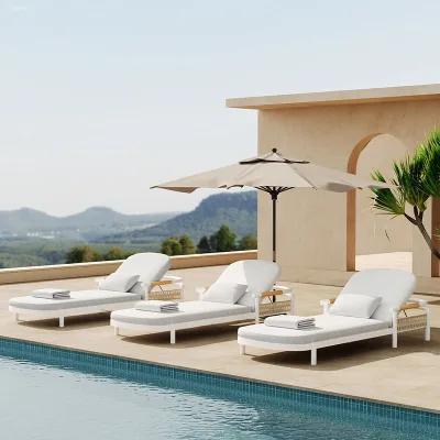 Modern Aluminum Outdoor Furniture Hotel Garden Sun Loungers for Patio & Swimming Pool for Villas and Resorts