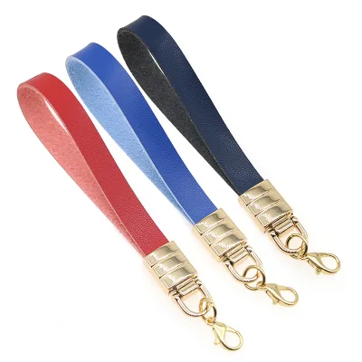 Lobster Clasp High Quality PU Wrist Strap Keychain Lanyard Luxury Bag Pendant Leather Keychain Strap Blank for Charms