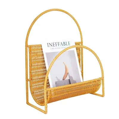 Woven Creative Magazine Basket, Living Room and Study Room Newspaper and Book Storage Rack, Magazine Storage Rack.